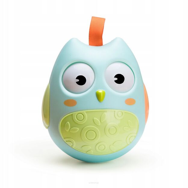 WAŃKA WSTAŃKA ZABAWKA SENSORYCZNA DLA NIEMOWLĄT KOLOROWA DZWONIĄCA KIWAJKA BAŃKA SOWA SÓWKA BŁĘKITNA