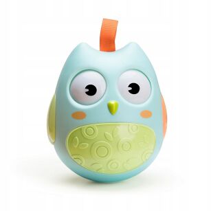 WAŃKA WSTAŃKA ZABAWKA SENSORYCZNA DLA NIEMOWLĄT KOLOROWA DZWONIĄCA KIWAJKA BAŃKA SOWA SÓWKA BŁĘKITNA