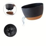 DONICZKA WISZĄCA XXL NA BALKON TARAS OGRODOWA PLASTIKOWA Z PODSTAWKĄ ANTRACYT 28,5CM + ŁAŃCUSZEK - 3