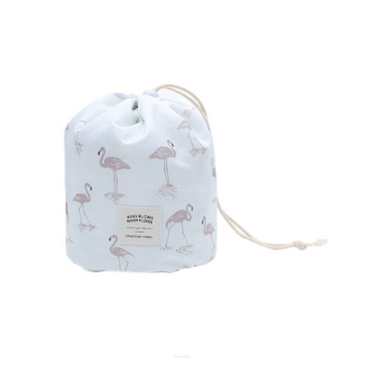 FLAMING KOSMETYCZKA DAMSKA DLA DZIEWCZYNKI PODRÓŻNA TURYSTYCZNA WIĄZANA POJEMNA WOREK ZE ŚCIĄGACZEM