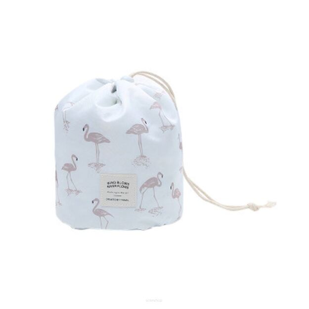 FLAMING KOSMETYCZKA DAMSKA DLA DZIEWCZYNKI PODRÓŻNA TURYSTYCZNA WIĄZANA POJEMNA WOREK ZE ŚCIĄGACZEM