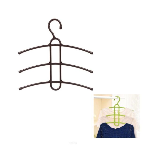 CIEMNY BRĄZ WIESZAK PLASTIKOWY ORGANIZER NA UBRANIA BLUZKI KOSZULE SUKIENKI 3 RAMIONA DO GARDEROBY