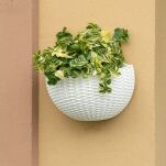 DONICZKA NA KWIATY ZIOŁA NA ŚCIANĘ NA PŁOT DONICA OGRODOWA RATTAN WISZĄCA BIAŁA - 4