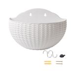 DONICZKA NA KWIATY ZIOŁA NA ŚCIANĘ NA PŁOT DONICA OGRODOWA RATTAN WISZĄCA BIAŁA - 3