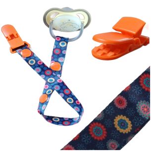 GRANATOWA W KWIATY ZAWIESZKA DO SMOCZKA PRZYPINKA NA SMOCZEK TASIEMKA KLIPS DLA DZIEWCZYNKI