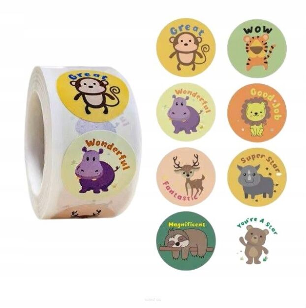 NAKLEJKI MOTYWACYJNE ZA DOBRE ZACHOWANIE DLA DZIECKA UCZNIÓW NAUCZYCIELI ANGIELSKI ROLKA 500SZT