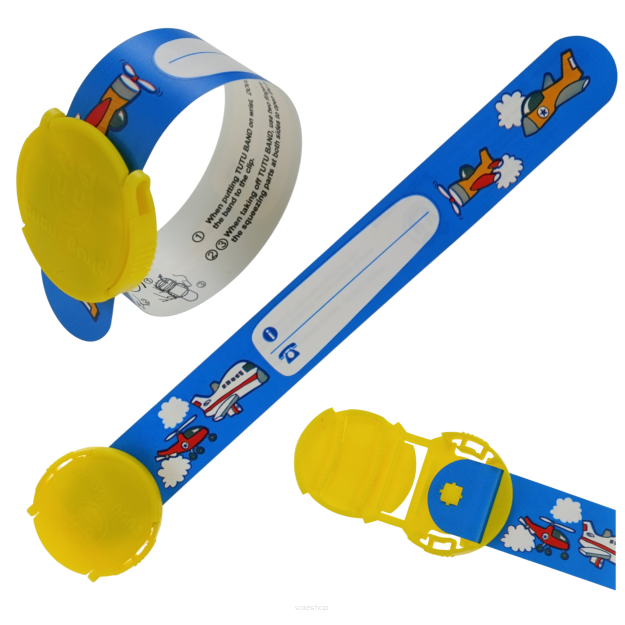 SAMOLOT OPASKA IDENTYFIKACYJNA INFORMACYJNA IDENTYFIKATOR IMIENNIK DLA DZIECKA NA RĘKĘ NUMER TELEFONU NIEZGUBKA