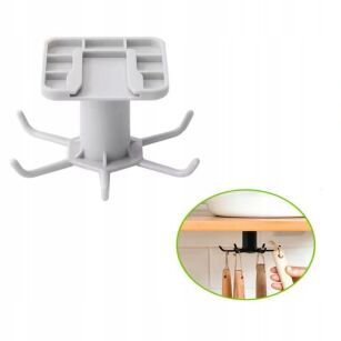 SZARY UCHWYT KUCHENNY WIESZAK HACZYK ŁAZIENKOWY NA ŚCIERKI PRZYBORY KLUCZE OBROTOWY SAMOPRZYLEPNY