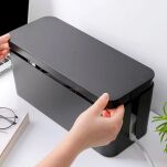 CZARNY POJEMNIK SKRZYNKA PUDEŁKO NA LISTWĘ I KABLE ORGANIZER NA PRZEWODY DO BIURA DOMU - 2