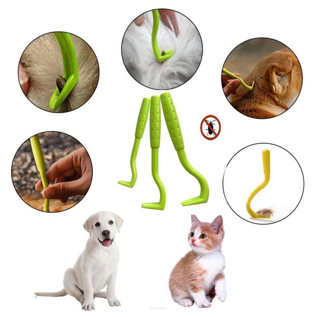 PRZYRZĄD ŁAPKI PENSETA DO USUWANIA KLESZCZY HACZYK ZESTAW 3 ROZMIARY DLA ZWIERZĄT