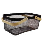 KOSZ KOSZYK NA OWOCE ZAKUPY WARZYWA GRZYBY ZABAWKI METALOWY CZARNY DUŻY AŻUROWY Z SIATKI ORGANIZER DO SPIŻARNI - 2