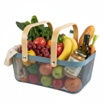 KOSZ KOSZYK NA PREZENTY OWOCE WARZYWA GRZYBY ZABAWKI METALOWY POJEMNY DUŻY AŻUROWY Z SIATKI NIEBIESKI ORGANIZER DO SPIŻARNI - 3