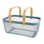 KOSZ KOSZYK NA PREZENTY OWOCE WARZYWA GRZYBY ZABAWKI METALOWY POJEMNY DUŻY AŻUROWY Z SIATKI NIEBIESKI ORGANIZER DO SPIŻARNI - 2