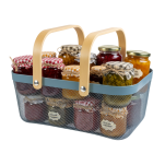 KOSZ KOSZYK NA PREZENTY OWOCE WARZYWA GRZYBY ZABAWKI METALOWY POJEMNY DUŻY AŻUROWY Z SIATKI NIEBIESKI ORGANIZER DO SPIŻARNI - 4