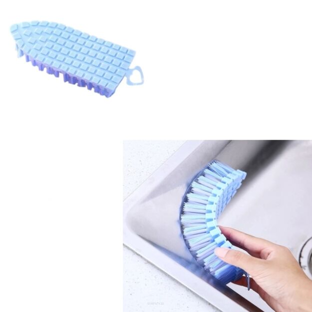 NIEBIESKA SZCZOTKA DO CZYSZCZENIA SZOROWANIA ELASTYCZNA Z UCHWYTEM DO ŁAZIENKI I KUCHNI