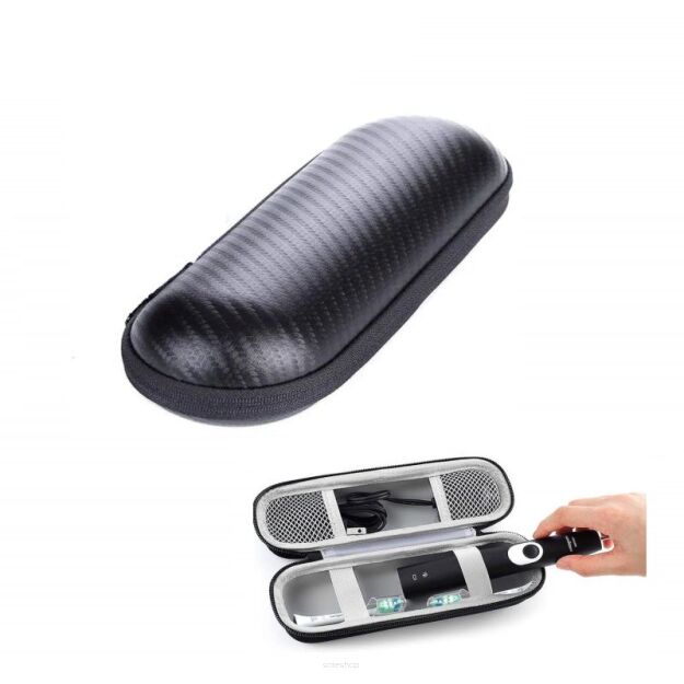 ETUI PODRÓŻNE NA SZCZOTECZKĘ ELEKTRYCZNĄ CZARNE WODOODPORNE POJEMNIK NA KOŃCÓWKI I ŁADOWARKĘ