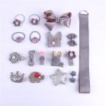 SZARY ZESTAW OZDOBNE SPINKI GUMKI FROTKI OZDOBY DO WŁOSÓW DLA DZIEWCZYNKI SPINECZKI W PUDEŁKU MIX - 3