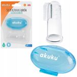 AKUKU PIERWSZA SZCZOTECZKA SZCZOTKA DZIECIĘCA DO MYCIA ZĘBÓW MASAŻU DZIĄSEŁ DLA DZIECI NA PALEC NIEBIESKA - 6