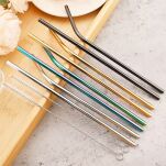 SŁOMKI RURKI METALOWE DO PICIA NAPOJÓW KOKTAJLI DRINKÓW WIELORAZOWE Z CZYŚCIKIEM WYCIORKIEM 8 SZTUK - 2