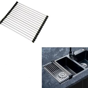 CZARNA MATA OCIEKACZ ZWIJANY DO KUCHNI NA ZLEW SUSZARKA DO NACZYŃ PODSTAWKA KUCHENNA SIMPLO