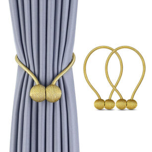 KLAMRY OZDOBNE SPINKI UPIĘCIA DO ZASŁON FIRAN NA MOCNY MAGNES MAGNETYCZNE 2SZT ZŁOTE