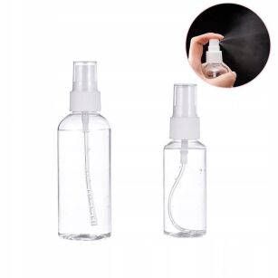 BUTELKA Z ATOMIZEREM ROZPYLACZEM PODRÓŻNA ATOMIZER DOZOWNIK FLAKON DO SAMOLOTU ZESTAW 2SZT 100ML I 30ML