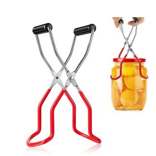 CZERWONY CHWYTAK DO WYJMOWANIA GORĄCYCH SŁOIKÓW PRZETWORÓW UCHWYT SZCZYPCE STALOWE KLESZCZE ŁAPKI