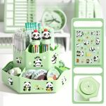 ZIELONY ORGANIZER POJEMNIK PRZYBORNIK OBROTOWY OBRACANY NA BIURKO BLAT DLA DZIECKA NA KREDKI DŁUGOPISY - 2