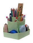 ZIELONY ORGANIZER POJEMNIK PRZYBORNIK OBROTOWY OBRACANY NA BIURKO BLAT DLA DZIECKA NA KREDKI DŁUGOPISY - 5