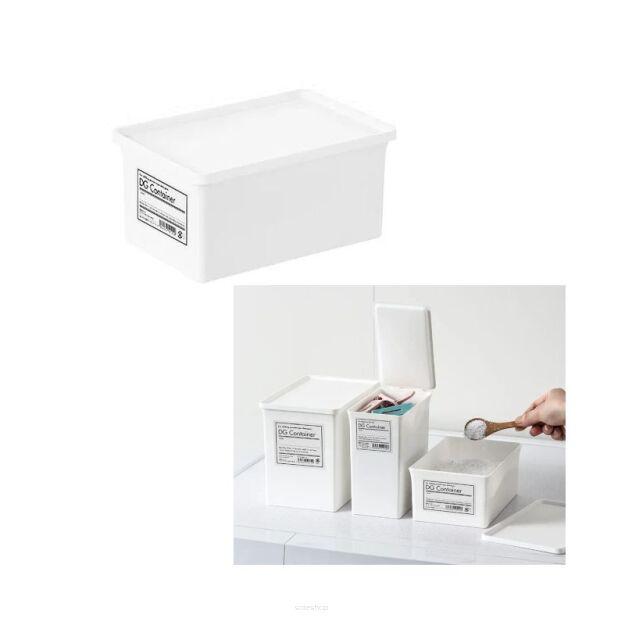 POJEMNIK ŁAZIENKOWY M SIMPLO BIAŁY NA PROSZEK DO PRANIA KAPSUŁKI KLAMERKI ORGANIZER UNIWERSALNY Z ETYKIETAMI