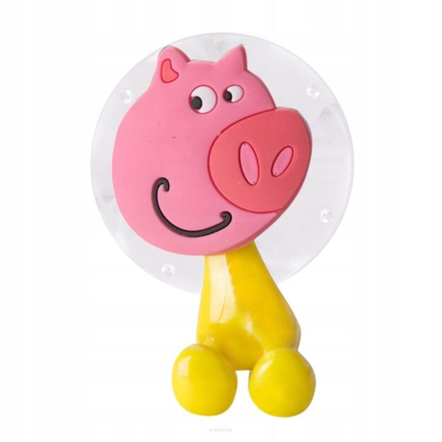 ŚWINKA WIESZAK UCHWYT BEZINWAZYJNY NA SZCZOTECZKĘ SZCZOTKĘ DO MYCIA ZĘBÓW DLA DZIECKA NA PRZYSSAWKĘ BEZ WIERCENIA