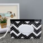 CZARNY ZYGZAK PUDEŁKO POJEMNIK SASZETKA NA CHUSTECZKI NAWILŻANE NAWILŻAJĄCE MOKRE PODRĘCZNE ETUI WIELORAZOWE - 2