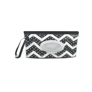 CZARNY ZYGZAK PUDEŁKO POJEMNIK SASZETKA NA CHUSTECZKI NAWILŻANE NAWILŻAJĄCE MOKRE PODRĘCZNE ETUI WIELORAZOWE