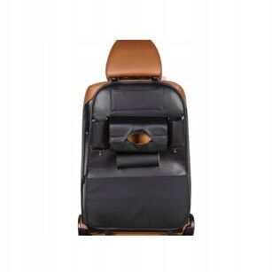 ORGANIZER NA FOTEL SIEDZENIE OPARCIE POKROWIEC SAMOCHODOWY OCHRANIACZ MATA OCHRONNA EKOSKÓRA CZARNA