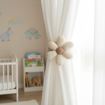 BIAŁY KWIATEK UCHWYT UPINACZ DO ZASŁON ZAPIĘCIE 3D DEKORACJA NA OKNO POKÓJ DZIECIĘCY 2szt - 5
