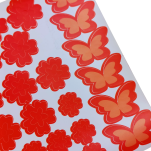 NAKLEJKI ŚCIENNE KWIATY I MOTYLE SAMOPRZYLEPNE DEKORACJE NA MEBLE I ŚCIANY ARKUSZ 60SZT  CZERWONY - 5