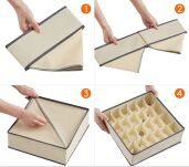 BEŻOWY POJEMNIK WKŁAD ORGANIZER DO SZUFLADY NA BIELIZNĘ UBRANIA SKARPETKI ZESTAW DO SZUFLAD 4 SZTUKI - 15