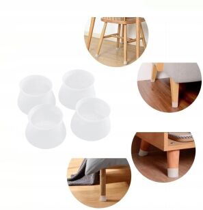 NAKŁADKI NA NOGI KRZESŁA OSŁONKI PODKŁADKI GUMOWE POD MEBLE OCHRONNE SKARPETKI ZESTAW BIAŁE 4 SZT