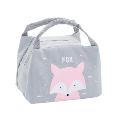 TORBA TERMICZNA IZOTERMICZNA NA POSIŁKI SZARY LISEK –  LUNCHBOX DO SZKOŁY BIURA I PODRÓŻY
