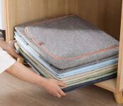 PUDEŁKO ORGANIZER NA UBRANIA ZABAWKI DO PRZECHOWYWANIA POJEMNIK ZAMYKANY NA POŚCIEL 24 LITRY BEŻOWY - 8