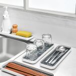 MAŁY ORGANIZER NA ZLEW PODSTAWKA PODKŁADKA POD MYDŁO MATA OCIEKACZ SUSZARKA DO NACZYŃ NA GĄBKI ZMYWAKI - 2