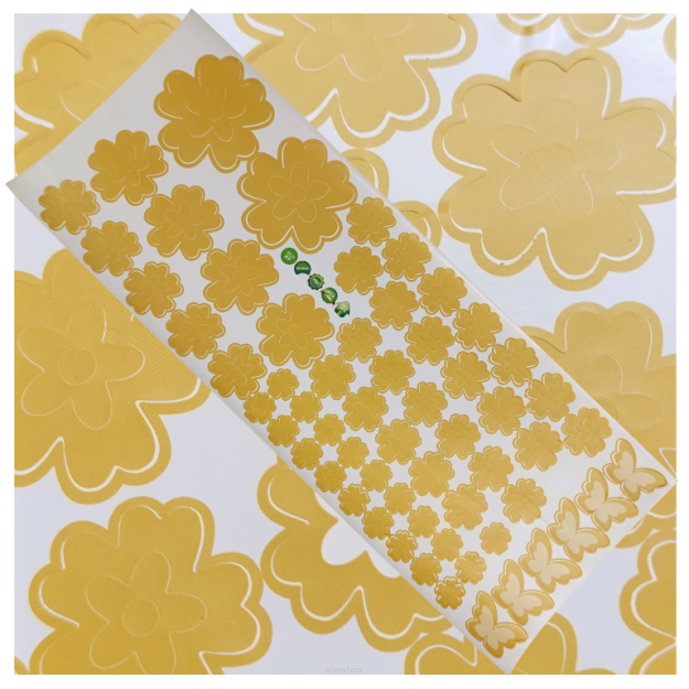 NAKLEJKI ŚCIENNE KWIATY I MOTYLE SAMOPRZYLEPNE DEKORACJE NA MEBLE I ŚCIANY ARKUSZ 60SZT JASNY BRĄZ