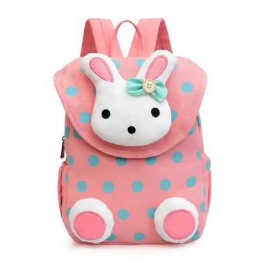 Plecak do przedszkola dla dziewczynki z króliczkiem różowy w miętowe kropki