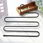 CZARNY WIESZAK MEBLOWY METALOWY NA SPODNIE UBRANIA DO SZAFY GARDEROBY WISZĄCY NA 5 PAR SPODNI - 3