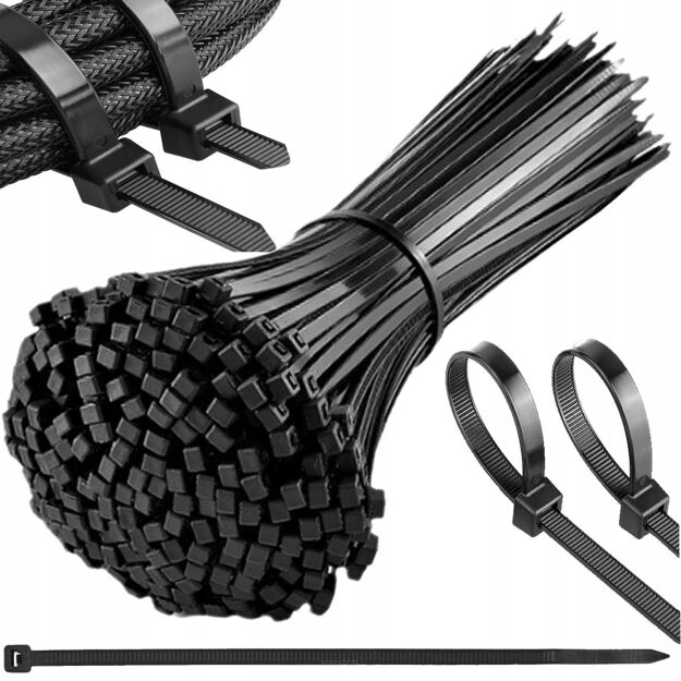 OPASKI ZACISKOWE TRYTYTKI KABLOWE 3,6MM 20CM DŁUGIE MOCNE ZESTAW 100SZT