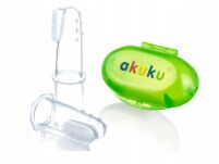 AKUKU PIERWSZA SZCZOTECZKA SZCZOTKA DZIECIĘCA DO MYCIA ZĘBÓW MASAŻU DZIĄSEŁ DLA DZIECI NA PALEC ZIELONA - 2