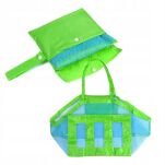 DUŻA POJEMNA TORBA PLAŻOWA TOREBKA NA PLAŻĘ PIKNIK ZABAWKI KOC RĘCZNIKI Z SIATKI AŻUROWA XXL NIEBIESKA - 7