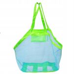 DUŻA POJEMNA TORBA PLAŻOWA TOREBKA NA PLAŻĘ PIKNIK ZABAWKI KOC RĘCZNIKI Z SIATKI AŻUROWA XXL NIEBIESKA - 6