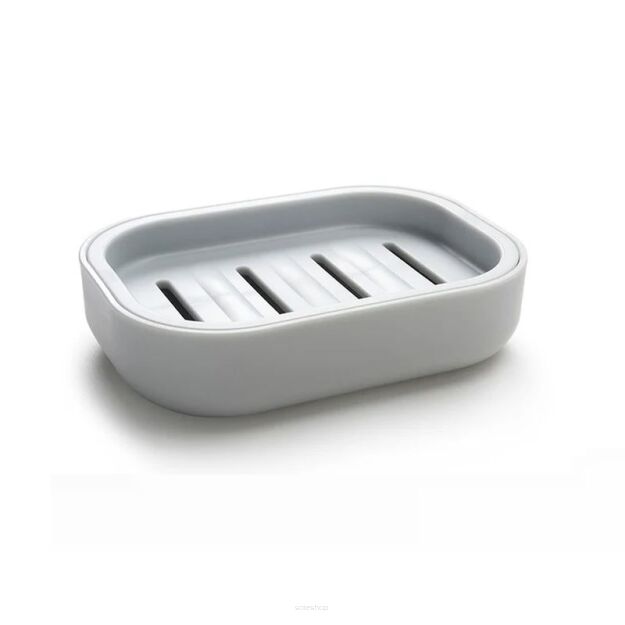 SZARA PLASTIKOWA MYDELNICZKA PODSTAWKA NA MYDŁO Z OCIEKACZEM Z ODPŁYWEM PODSTAWKĄ NA UMYWALKĘ WANNĘ