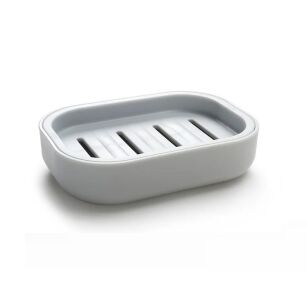 SZARA PLASTIKOWA MYDELNICZKA PODSTAWKA NA MYDŁO Z OCIEKACZEM Z ODPŁYWEM PODSTAWKĄ NA UMYWALKĘ WANNĘ